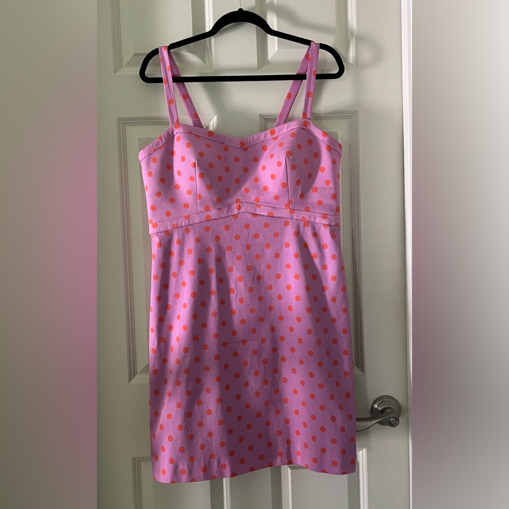 J. Crew Faille Purple & Orange Polka Dot Dress, size 14 Retro Pin Up Girl